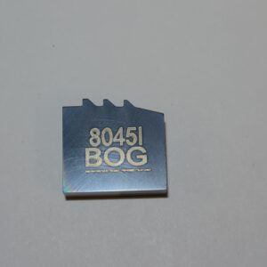 A blue and white sticker with the words " 8 0 4 5 1 " on it.